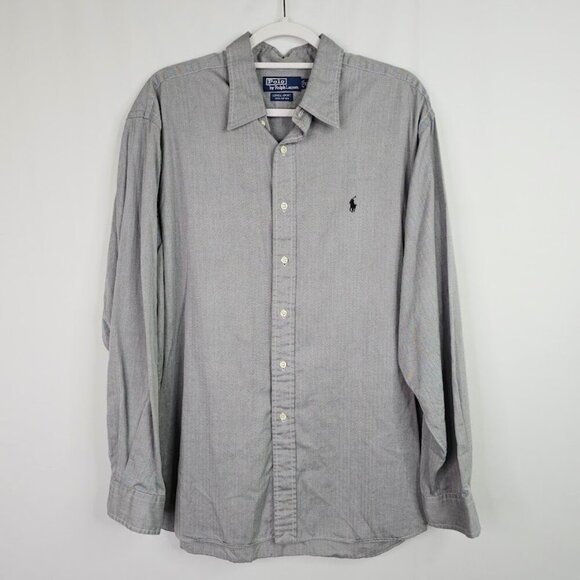 Men's POLO by RALPH LAUREN Lowell Sport Button Up Down Shirt STEEL GRAY size XL - Picture 2 of 6